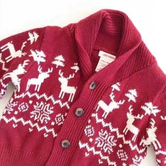 Joe Fresh reindeer cardigan EUC 6-12 months - Picture 2 of 4